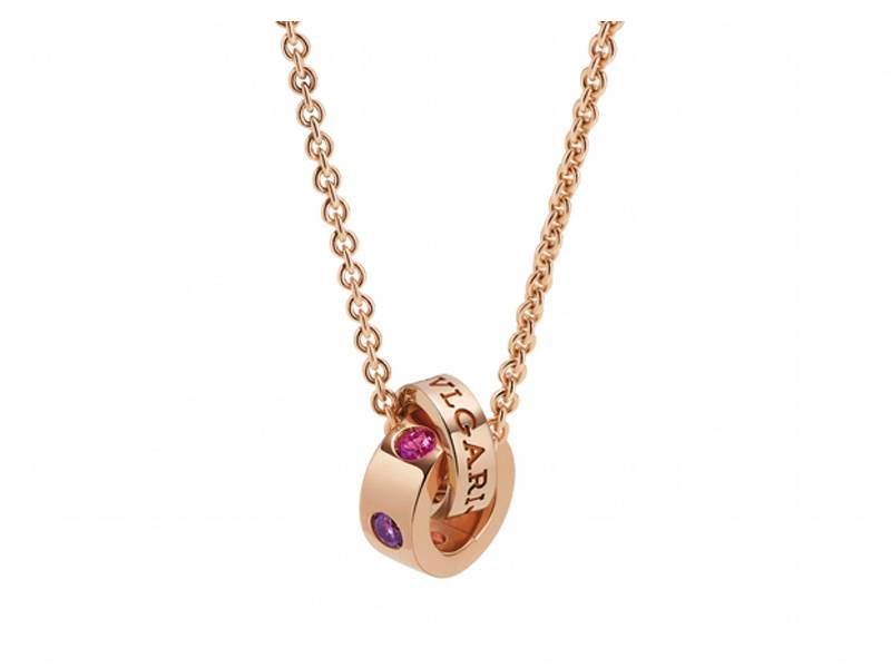 ROSE GOLD NECKLACE WITH ROSE GOLD AMETHYST AND PINK TOURMALINE PENDANT BULGARI BULGARI BULGARI CL857639